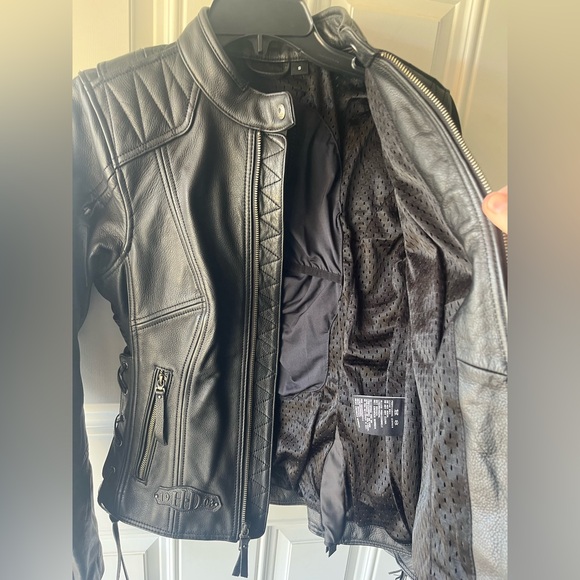 NEW Harley Davidson Boone Fringed Black Leather Jacket size small women’s biker - Picture 7 of 12